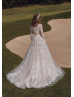 High Neck Ivory Lace Dotted Tulle Princess Wedding Dress